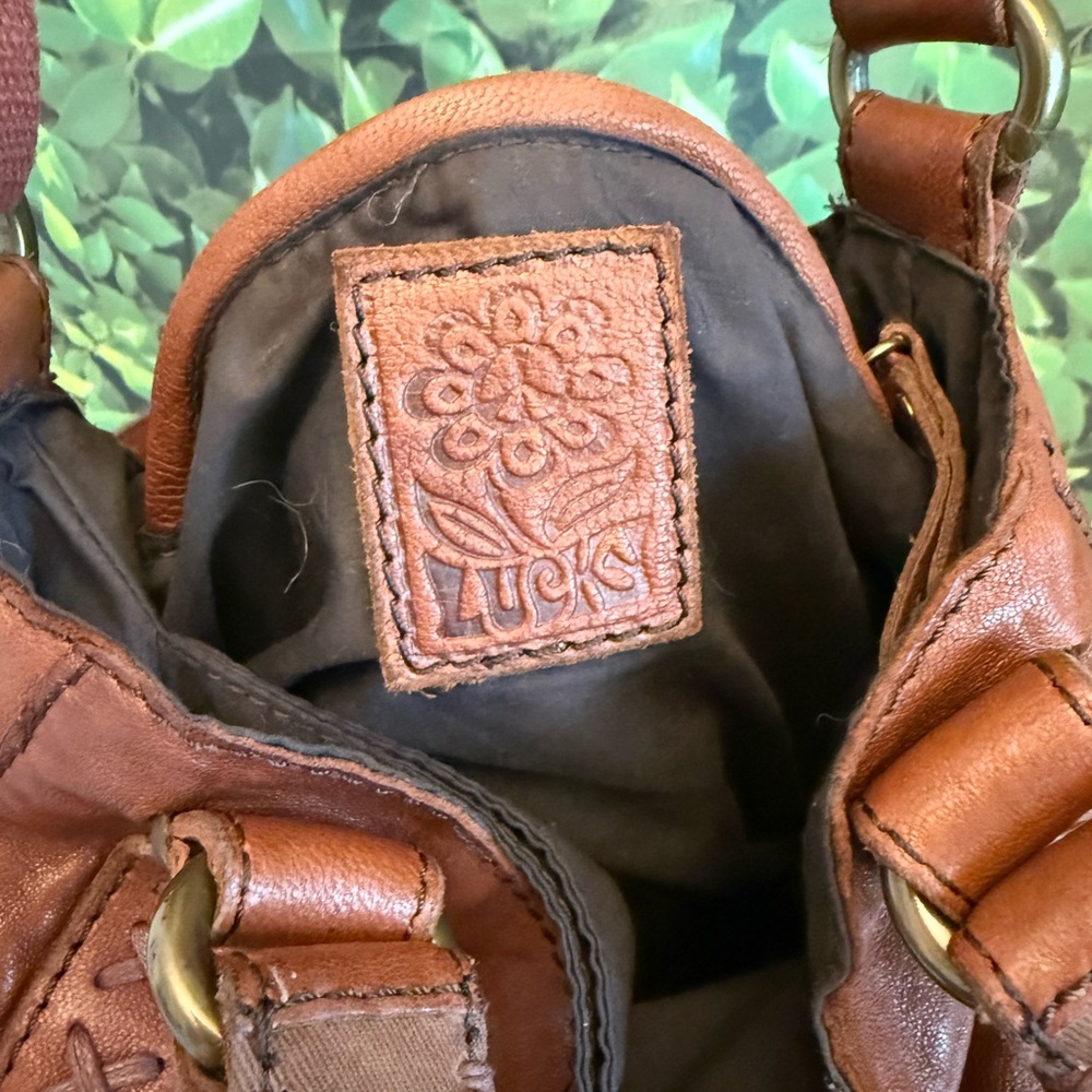 Vintage Lucky Brand Leather Hobo Satchel Bag - Picture 10 of 14